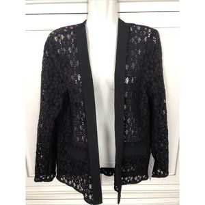 Zara Cardigan Jacket Black Eyelet Open Front m